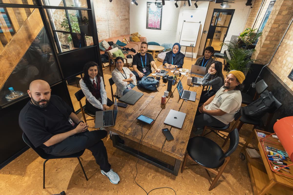 Team collaborating in an office